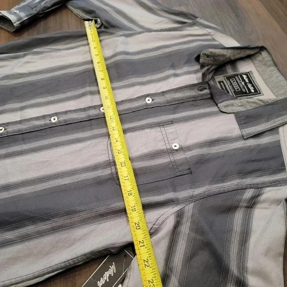Modern Culture Button Shirt Gray Striped Long Sleeve Size Large NWT - Picture 6 of 8